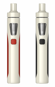 Joyetech - eGo AIO - Vape Pen - Two eGo vape pen set beside each other facing forward, one red and white and one back and white.