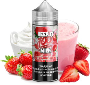Keep It 100 - Strawberry Milk - 100ML Vape Juice - Strawberry Cream and Milk plastic bottle