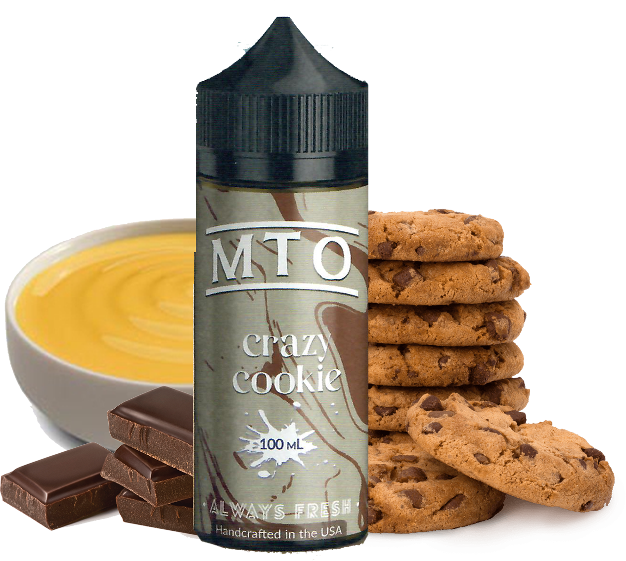 MTO - Crazy Cookie - 100ML Vape Juice - Chocolate Chip Cookie with Vanilla Custard