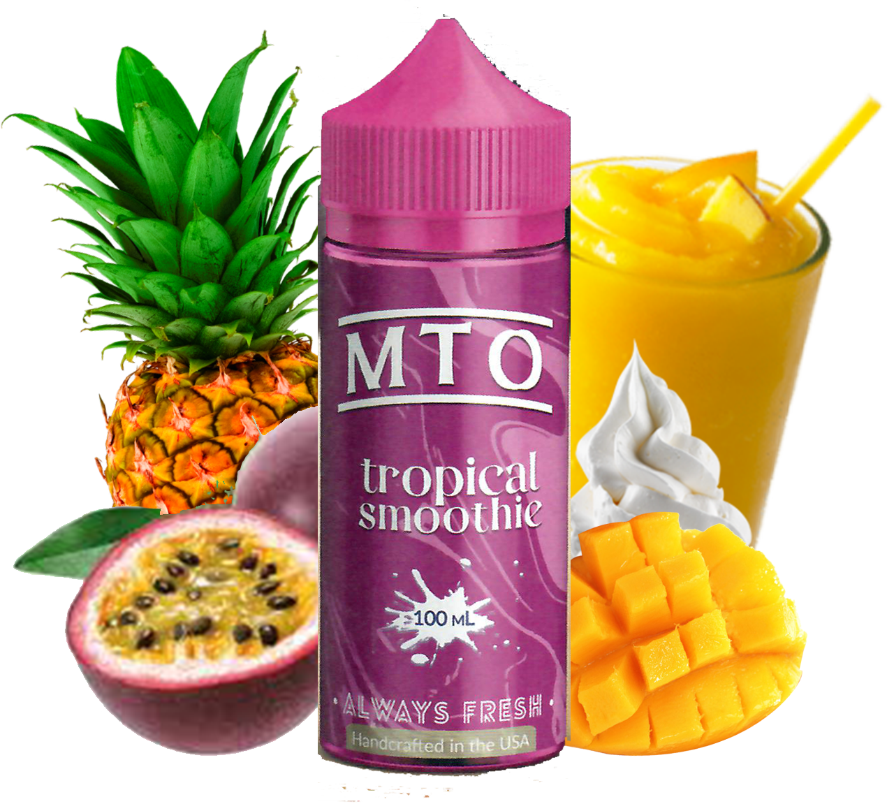 MTO - Tropical Smoothie - 100ML Vape Juice - Passion Fruit Pineapple Tropical Fruit Smoothie Plastic Bottle
