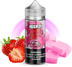 Keep It 100 - Pink Burst - 100ML Vape Juice - Plastic Bottle Strawberry Starburst Candy