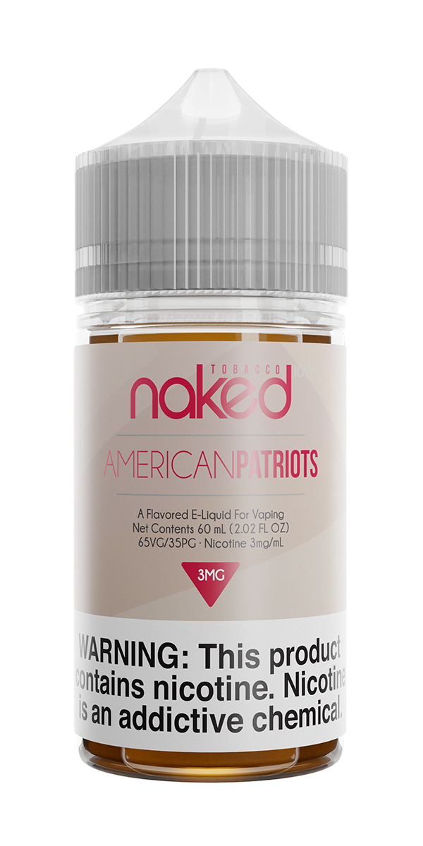 Naked 100 - American Patriots - 60ML plastic vape juice bottle.