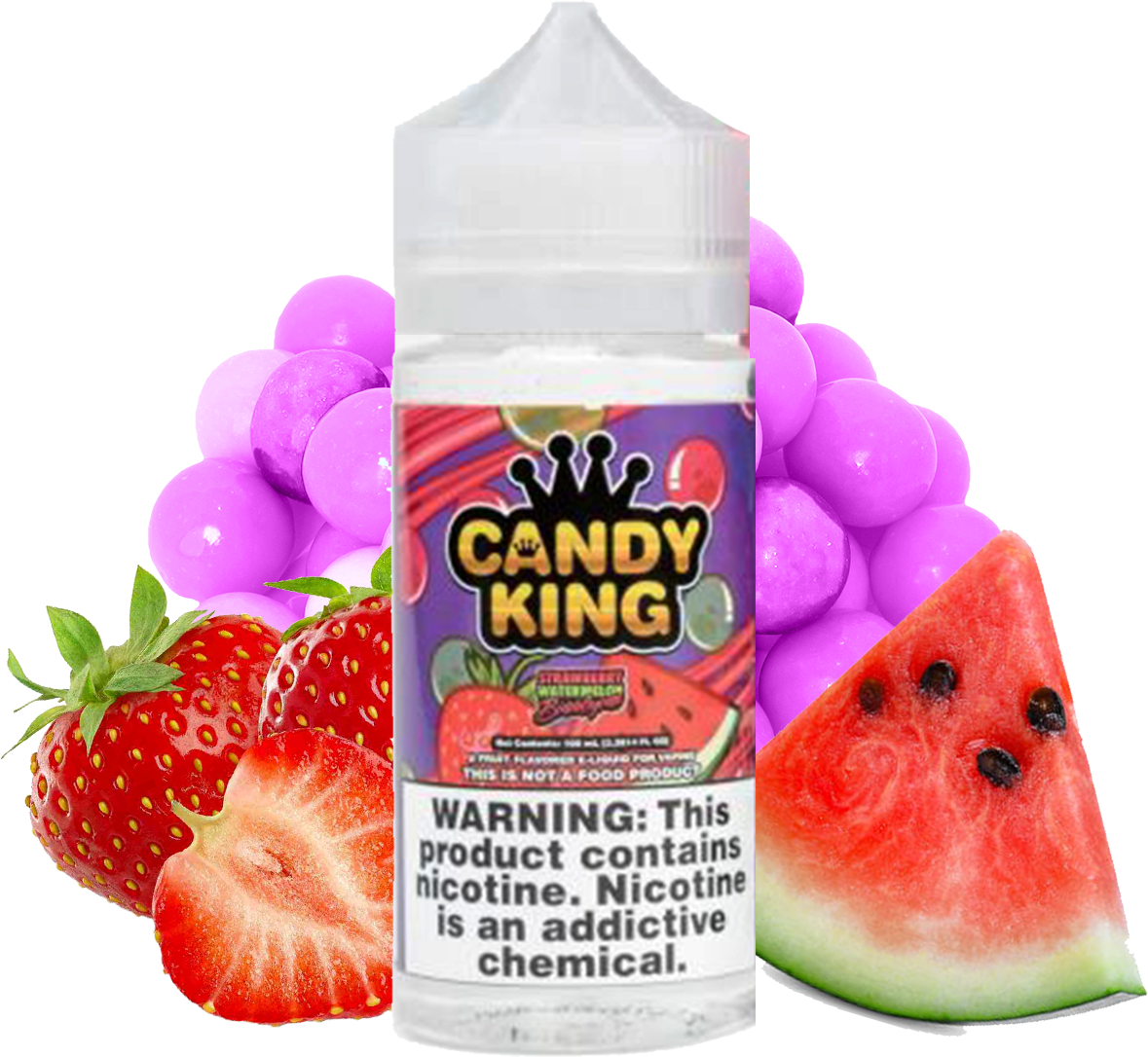 Candy King -  Strawberry Watermelon Gum - 100ML Vape Juice - Strawberry watermelon flavored bubblegum