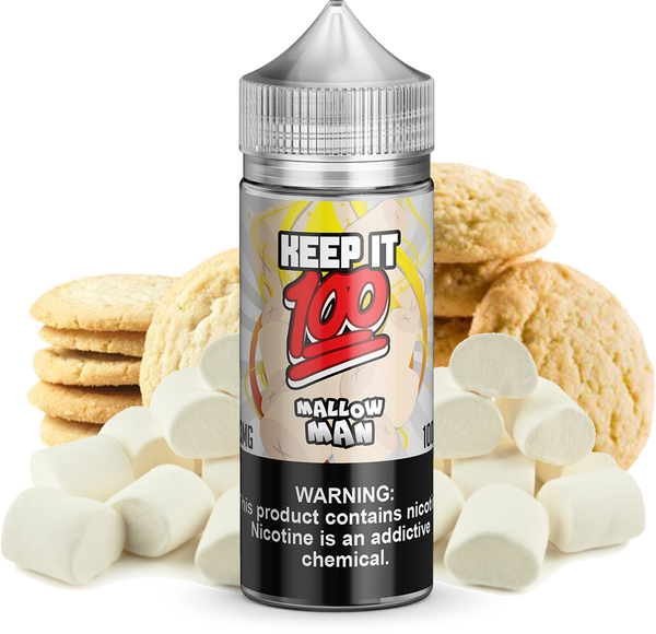 Keep It 100 - Mallow Man - 100ML Vape Juice - Marshmallow Sugar Cookie Flavor