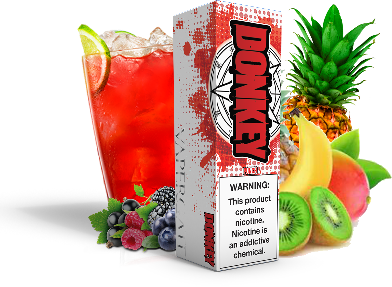 Vapergate - Donkey - 120ML Vape Juice - Plastic Bottle Tropical Fruit Punch